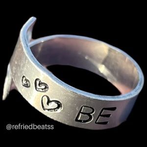 be happy handstamped hand made ring adjustable size 9-11